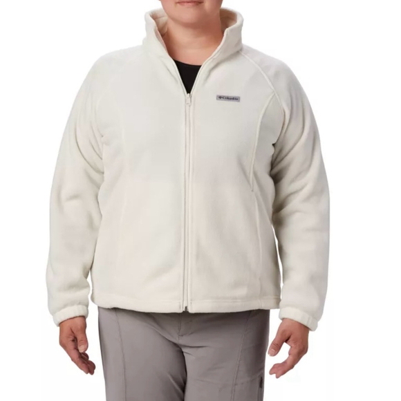 Women's Columbia Fleece Benton Springs Jacket 3X Chalk White Full Zip - Picture 1 of 8